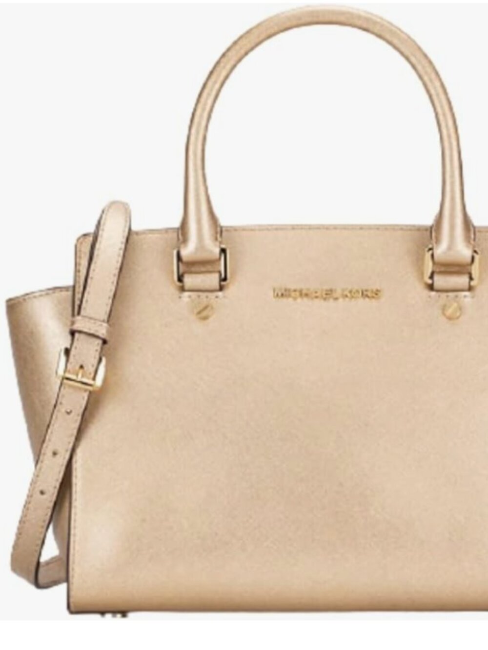 ✨️Michael Kors Bag Medium Selma Pale Gold Leather Satchel Bag Handbag
